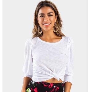 White Smocked Knit Top